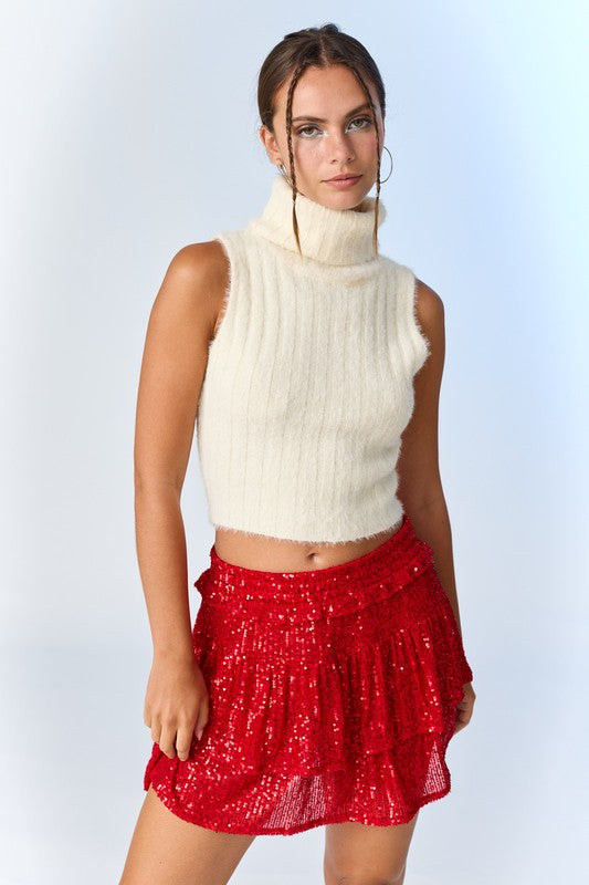 Red Sequin Skort