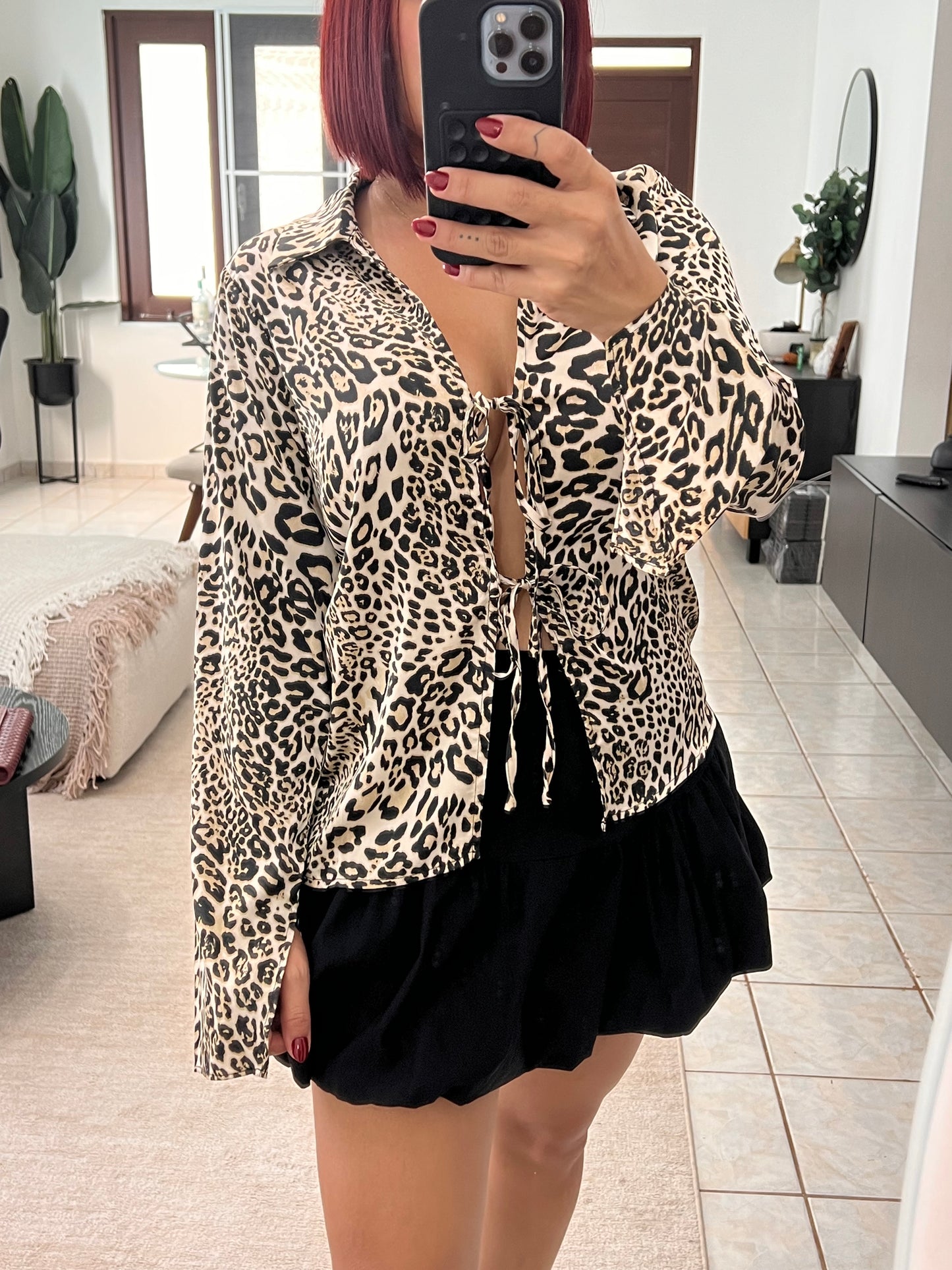 Satin Animal Print Top