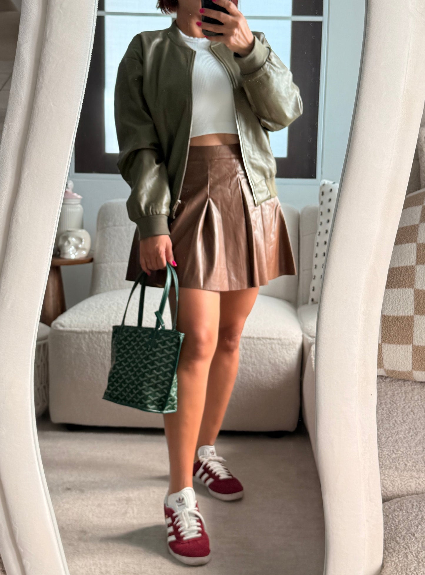 Brown Leather Skort