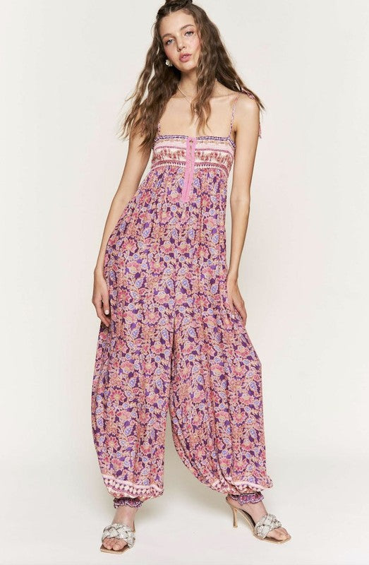 Pink Print Jumpsuit