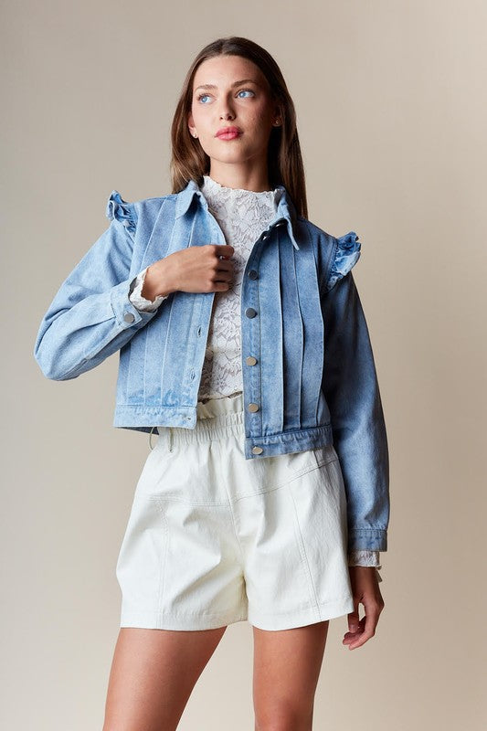 Ruffle Denim Jacket