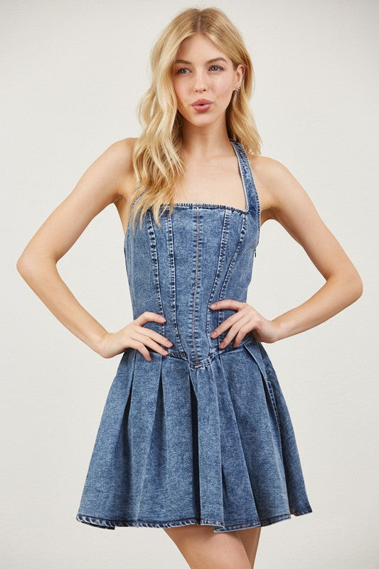 Halter Denim Dress