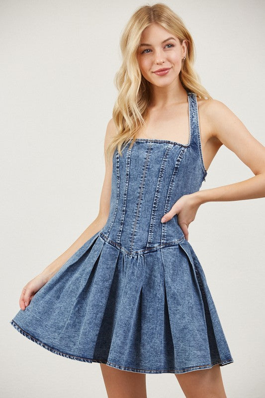 Halter Denim Dress