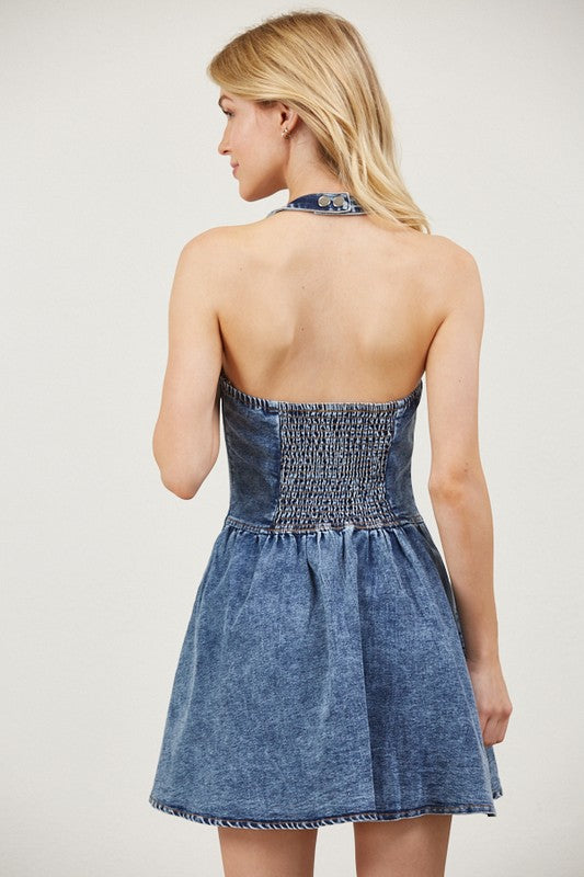 Halter Denim Dress