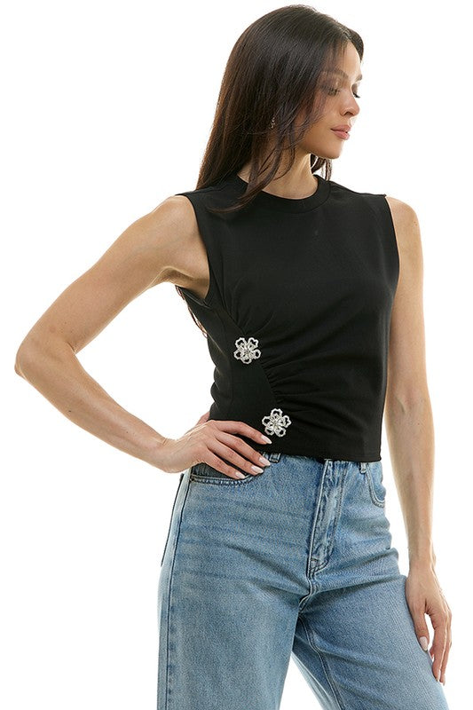 Sparkle Flower Tee Black