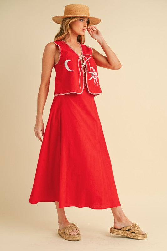 Red Maxi Skirt