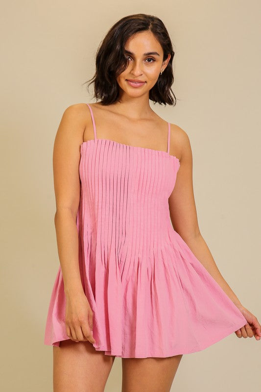 Pink Pleated Romper