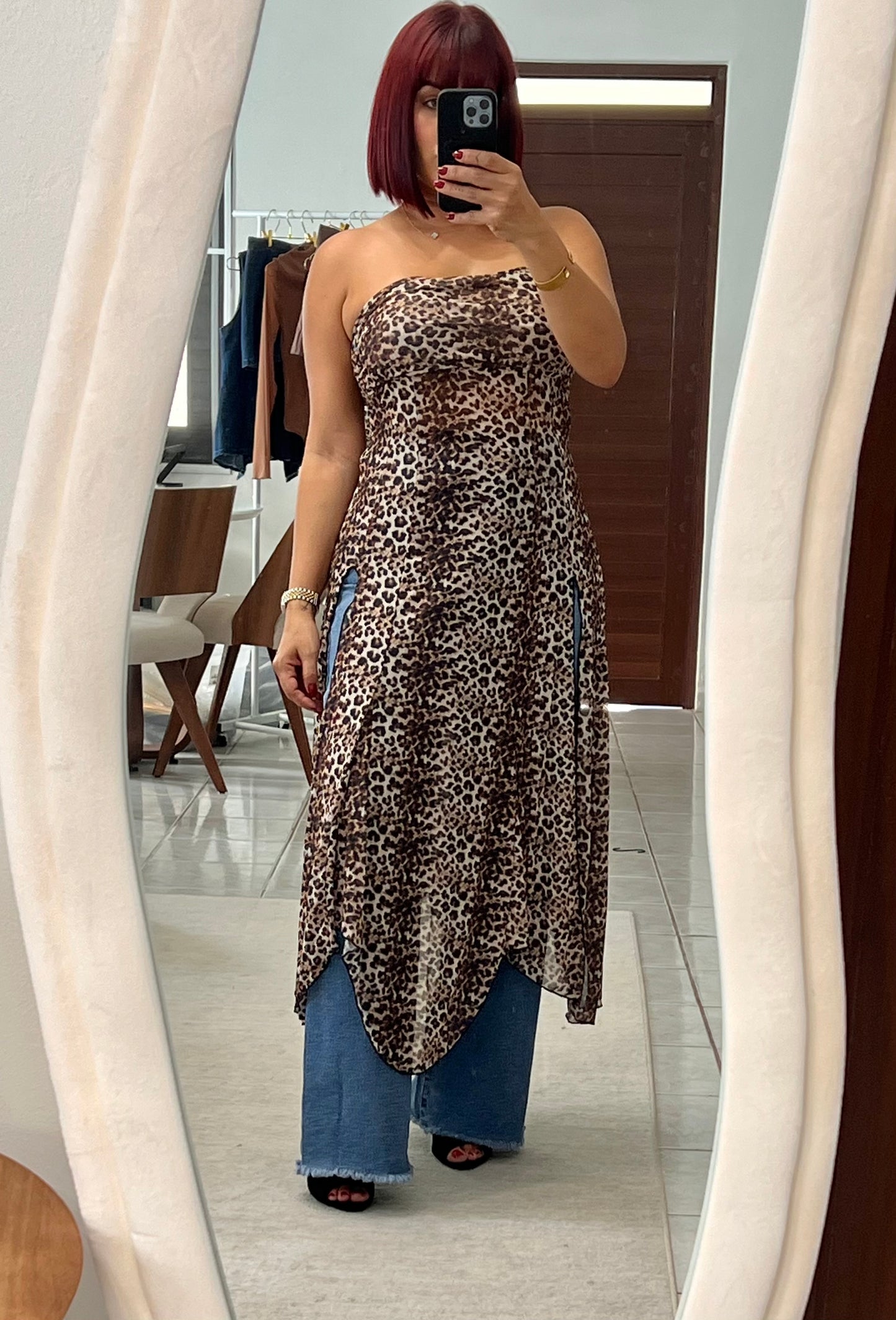 Mesh Leopard Dress