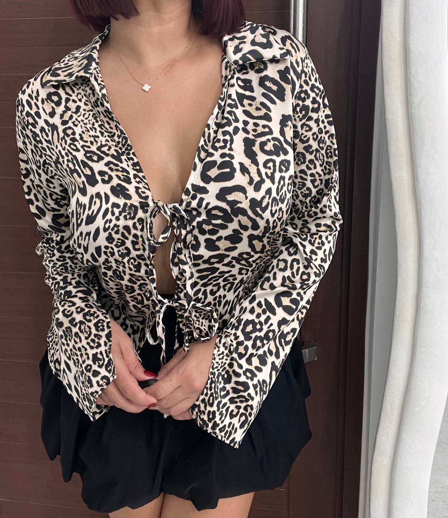 Satin Animal Print Top