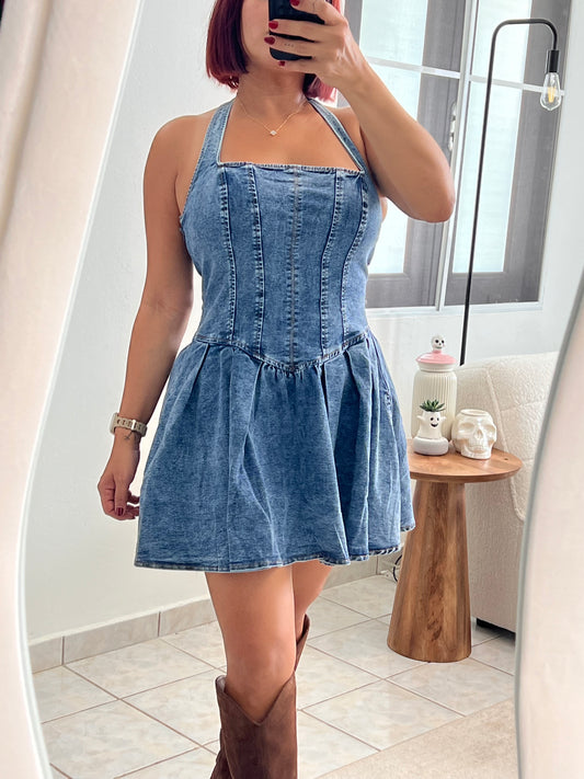 Halter Denim Dress