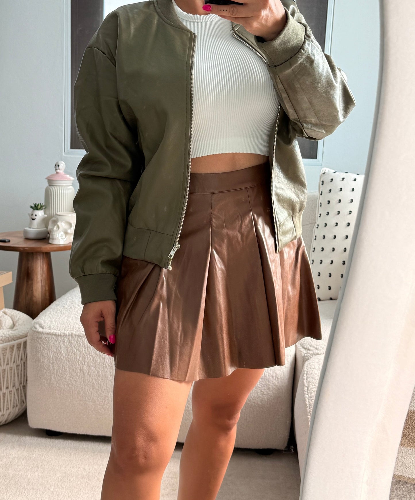 Brown Leather Skort