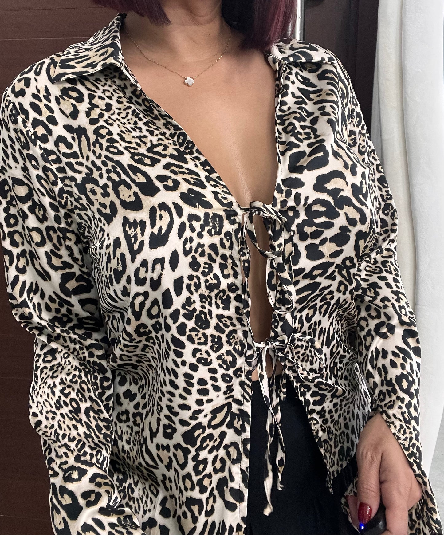 Satin Animal Print Top