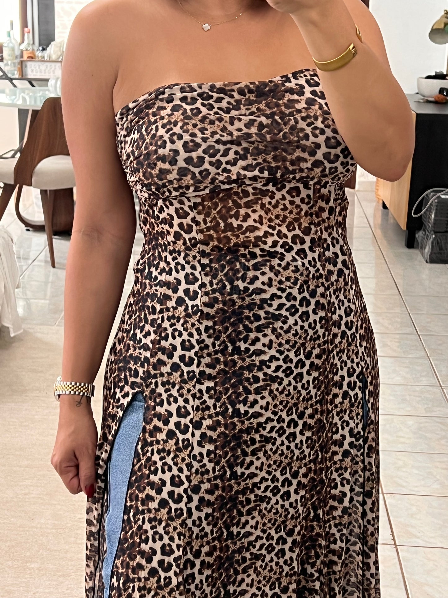 Mesh Leopard Dress